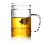 Transparent Handmade Tea Strainer Cup , 400ml Coffee / Tea Cup With Filter for sale