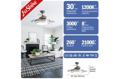 China Retractable Blades LED Ceiling Fan with Remote Control and 42 Inch Acrylic Lampshade supplier