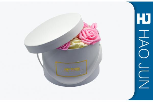 Custom Printed Recycled White Paper Cardboard Flower Boxes With Handle