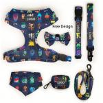 Custom Logo Print Pattern Personalized Pet Harness Set with Bowknot Decoration and Waterproof Design for sale