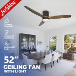 Lower Noise 1stshine Natural Wood DC Ceiling Fan with 3 Blades and 15W LED Light for sale