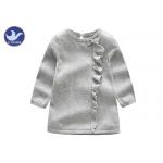 Butterfly Knot Ruffle Edges Kids Sweater Dress , Little Girl Long Sleeve Dresses Button Closure for sale