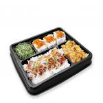 Black Grid Japanese Style Bento Meal Box Disposable Sushi Box Microwave PS/ops Plastic Lunch Box With Lid for sale