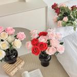 Real rose bouquet, single fake flower, home decor, living room dining table decoration, wedding hall flower arrangement, decoration, flower arrangement for sale