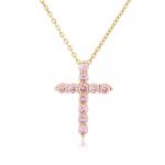 Zircon 24k Gold Plated Cross Pendant Necklace 925 Sterling Silver Crystal Choker