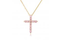 China Zircon 24k Gold Plated Cross Pendant Necklace 925 Sterling Silver Crystal Choker supplier