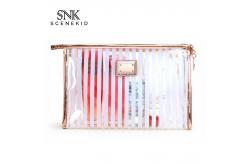 China Pink Stripe Pattern Storage Bride PVC Cosmetic Bag supplier