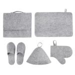 5 pcs Grey Wool Felt Sauna Hat Sets for Russian Banya Sauna With organizer bag for sale