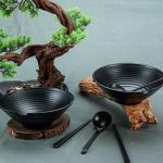 China Black Melamine Ramen 37oz Soup Bowls With Chopsticks manufacturer