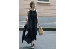 China Black 90% Lyocell Material Stretch Tencel Sleeveless Dress Size 38 40 supplier