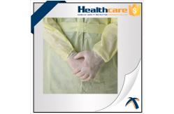 China Yellow Disposable Isolation Gowns One Time Use Knitted Cuff Barrier Gowns Against Liquid supplier