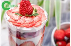 China 1000ml Crystal Clear Plastic Cups With Dome Lids For Smoothies / Sliced ​​Fruit supplier