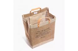 China Hemp Inside Laminated Burlap Jute Bag With Leather Handle supplier