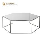 Modern Hexagon Shape White Tempered Glass Coffee Table 40cm Height for sale
