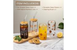 China 16 Oz Beer Can Drinking Glasses With Bamboo Lids 4pcs Set supplier