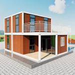 Wooden Color Container House With Deck Detachable Container Modular Home for sale