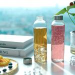 500Ml 700Ml Transparent Glass Water Bottle With Stainless Steel Lid for sale