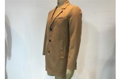 China Camel Long Mens Medium Trench Coat Wool Winter Coat With Lapel Collar supplier