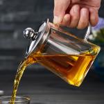 Handmade High Borosilice Clear Glass Teapot with Stainless Steel Infuser