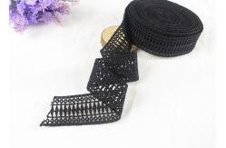 China Black Polyester Water Soluble Lace Ribbon Border With Symmetric Geometric Figure supplier