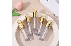 China Round Design Head Cap Plastic Lip Glaze Tube With Brush 4.5ml Gold supplier