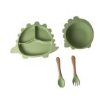 Dinosaur Shape Silicone Eating Utensils Set Dishes Customized For Baby Feeding for sale