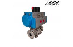 China Clamp Ptfe Lined Ball Valve With Double Acting Pneumatic Actuator supplier