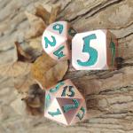 Customized Funny Shape Dice Set Portable OEM Nontoxic Bulk Green Metal Copper for sale