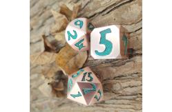China Customized Funny Shape Dice Set Portable OEM Nontoxic Bulk Green Metal Copper supplier