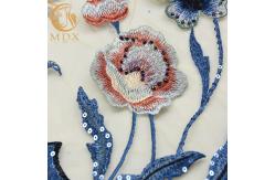 China Polyester Beaded Embroidered Mesh Lace Fabric 135cm Width By The Yard supplier