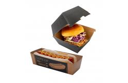 China Retangle Bleached Fast Food Disposable Burger Boxes Packing Custom Logo Printing supplier