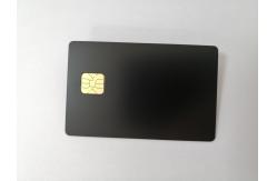 China SLE4428 Big Contact Chip Matte Black Metal Business Cards With 9mm Magnetic Stripe supplier