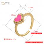 18k Gold Plated Dripping Oil Rings Adjustable Enamel Heart For Women