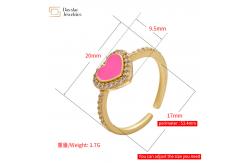 China 18k Gold Plated Dripping Oil Rings Adjustable Enamel Heart For Women supplier