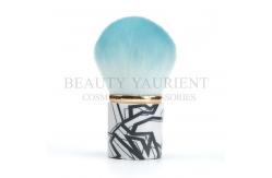 China Gold Ring Soft Short Kabuki Brush 360degree Head Transfer Printing On Handle supplier