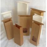 Brown Customized Paper Bags With Front Window /  Kraft Paper Bag With Tin Tie for sale