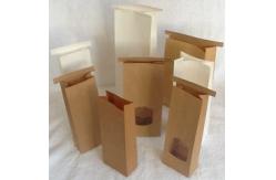 China Brown Customized Paper Bags With Front Window /  Kraft Paper Bag With Tin Tie supplier