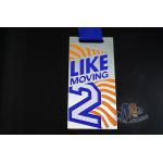 Like Moving 2 Logo Custom Award Medals With Black Ribbon Yellow Printed Color for sale