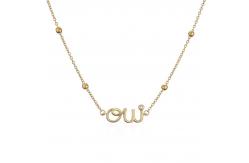 China Customized 24K Gold Pendant Necklace Thin Bead Diamond Chain Letter Necklace supplier