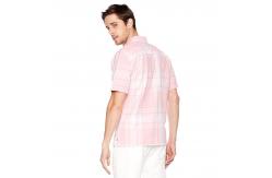 China 45% Cotton light Pink Check Shirt Mens Standard Fit Open Placket With Buttons supplier