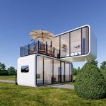 Apple Cabin Villa 20ft Double Floor Glass Landscape Sliding Window for sale