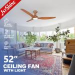 110-240V/50Hz-60Hz Mulit Colors Copper LED Ceiling Fan Light with Remote Control for sale