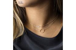 China Stainless Steel Simple Layered Necklace Circle Pearl Pendant Clavicle Chain Choker supplier