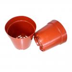 Red Hard PE Coated Round 1 Gallon Nursery Pots With Plastic Tray for sale