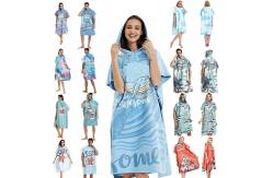 China Personal Design Printing Adult Soft Windproof Microfiber Custom Surf Hooded Microfiber Poncho Towel supplier