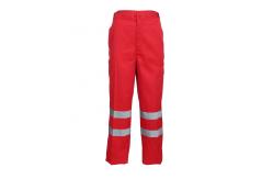 China Reflective Strips Patch Pocket Relaxation Red Work Pants supplier