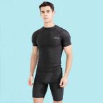 Sharkskin Males Wearing 2 Piece Swimsuits Boxer Mens Two Piece Swim Sunscreen for sale