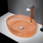 Clear Orange Glass Vessel Basins 12mm Thickness For Modern Bathrooms for sale
