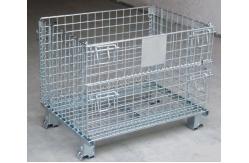 China Customized Heavy Duty Foldable Wire Mesh Container Storage Cages with Name Plate supplier
