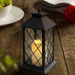 Vintage Indoor Black Lantern Flameless LED Candles With Plastic Wavy And Drip for sale